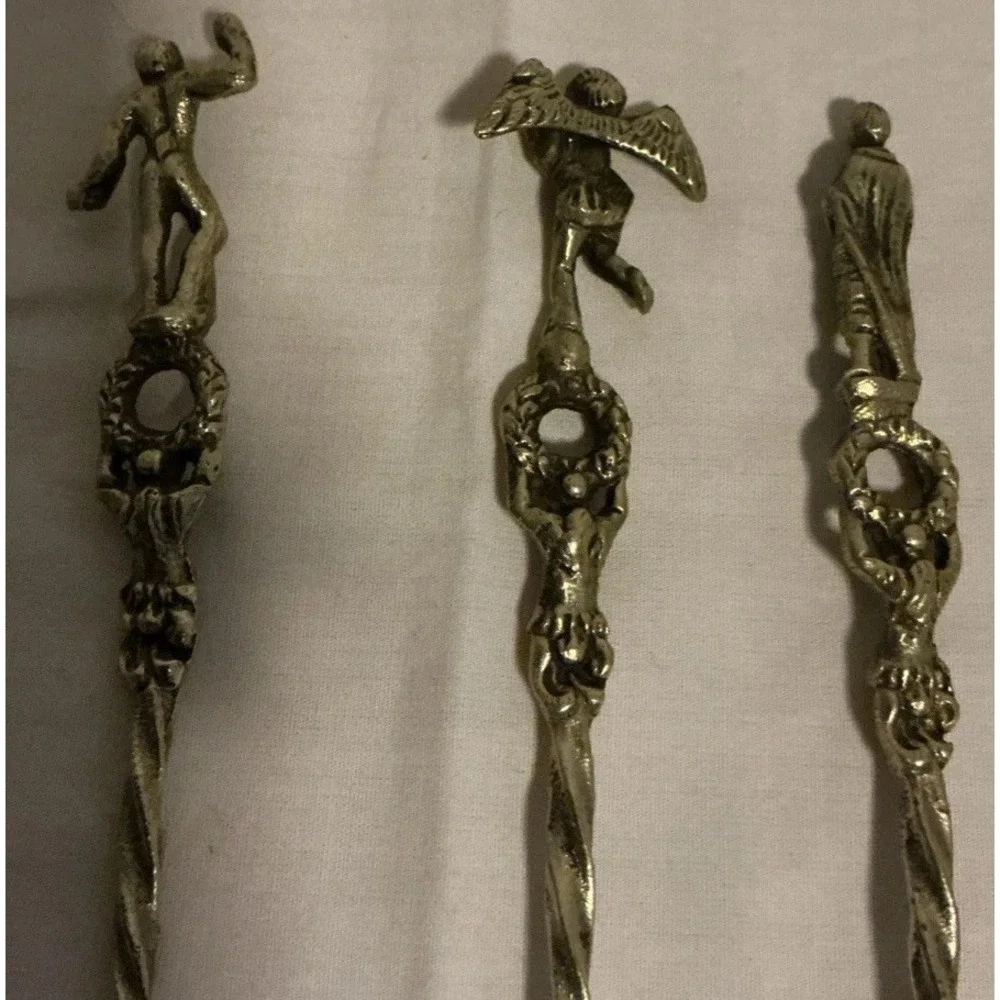 6Pc Montagnani Style Italy Stamped Figural‎ Demitasse Spoons Ornate Vintage